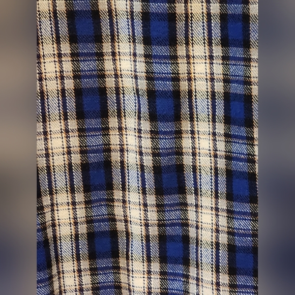 Fossil Heavyweight Flannel Shirt Men’s L Blue Beige Plaid Button-Down Cotton - Picture 5 of 7